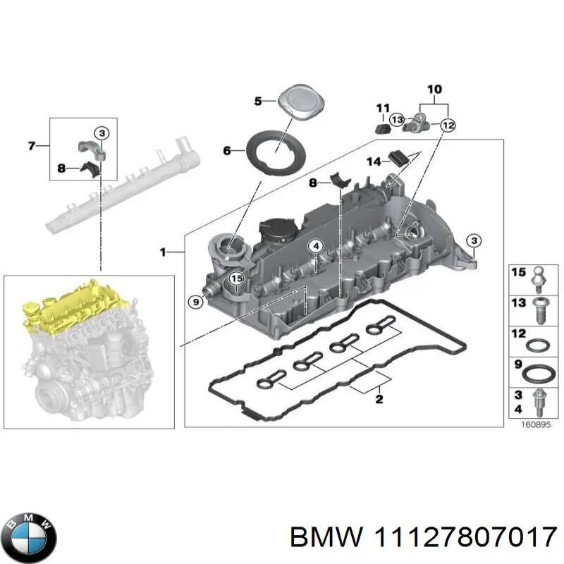 Прокладка клапанної кришки двигуна, комплект 11127807017 BMW