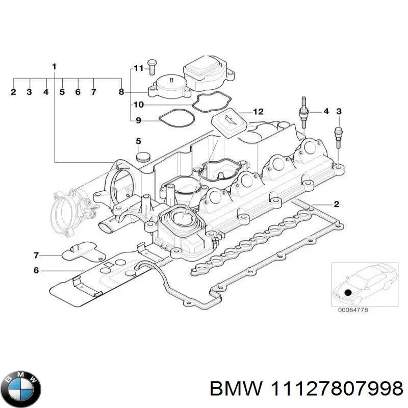 Купить 11127807998 BMW Клапанная крышка