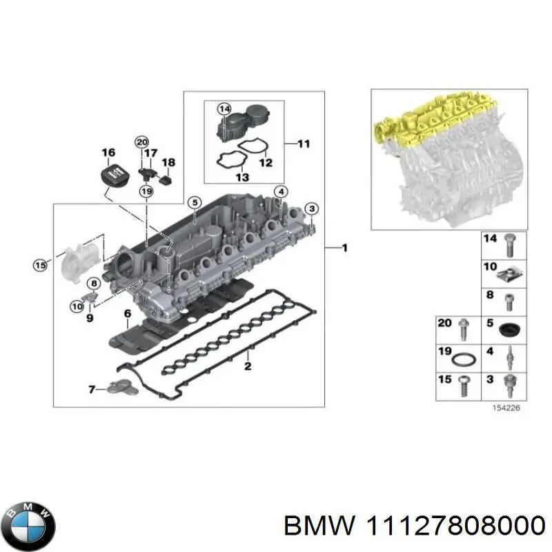 11127796407 BMW tampa de válvulas