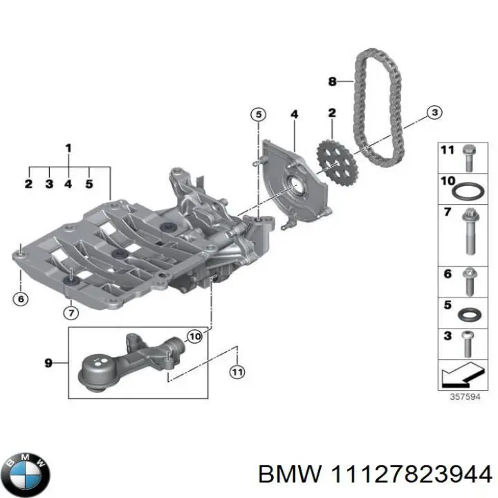 Junta, Tapa de culata de cilindro, Anillo de junta 11127823944 BMW