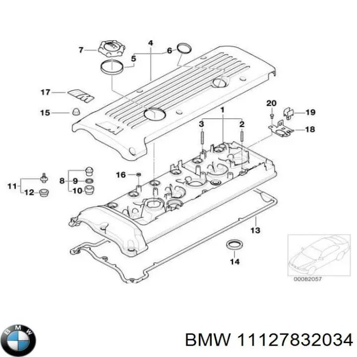 Комплект прокладок крышки клапанов 11127832034 BMW