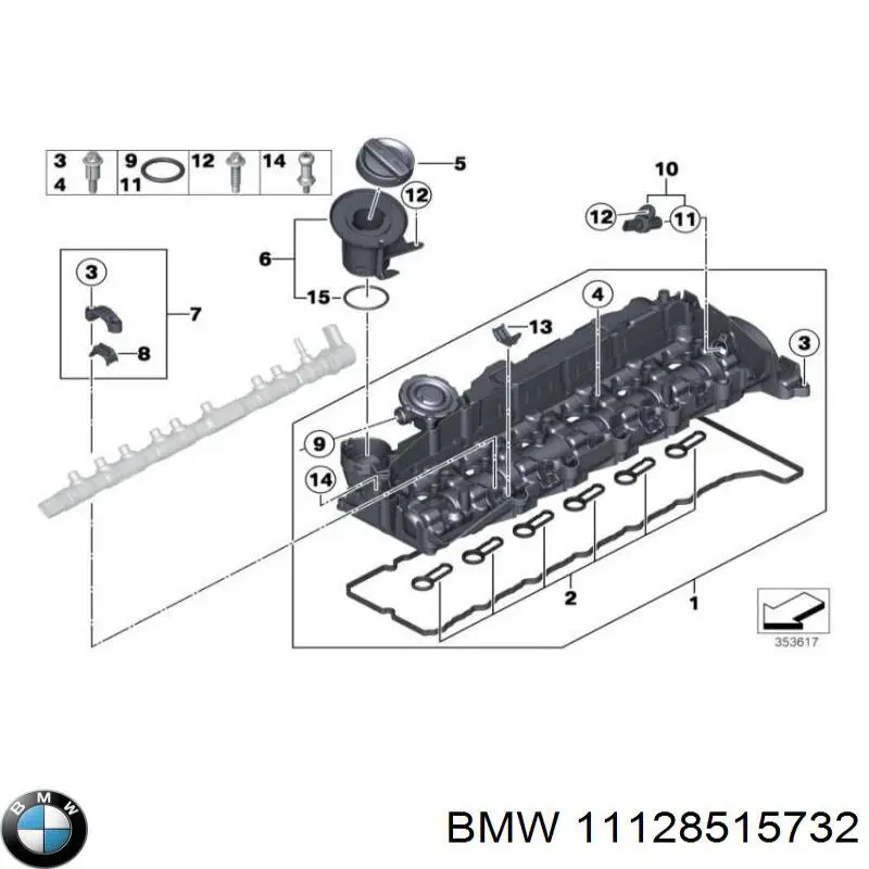 11128515732 BMW Прокладка крышки двигателя комплект