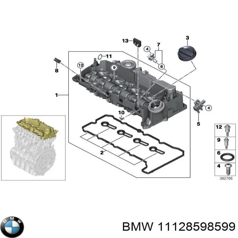 Прокладка клапанной крышки двигателя, кольцо на BMW 2 (F23) купить.