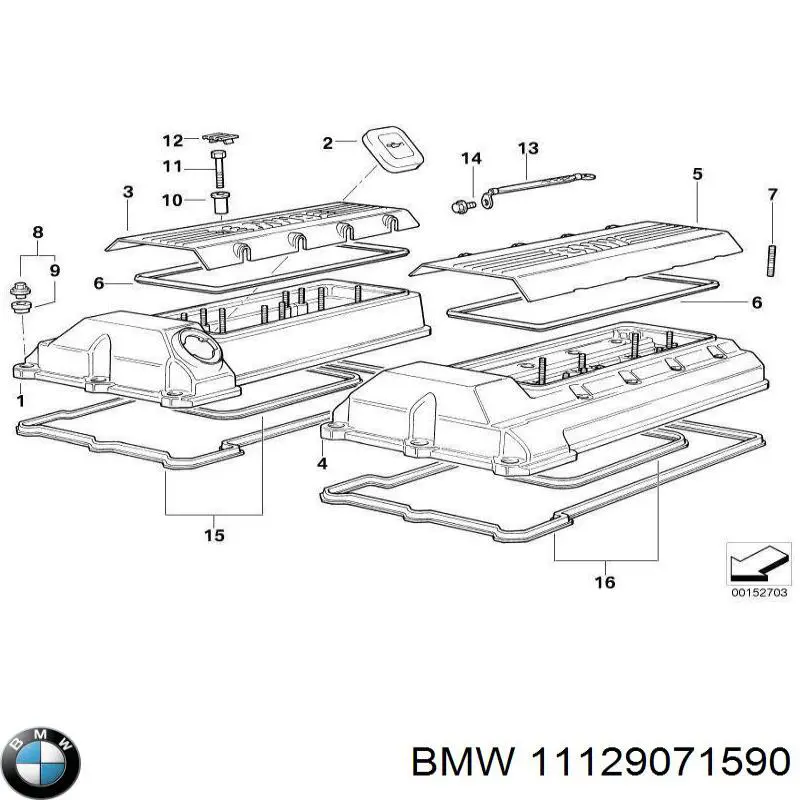 11129071590 BMW прокладка клапанной крышки двигателя левая