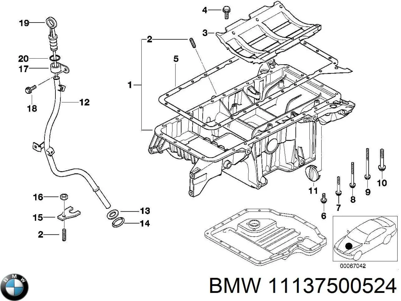 Купить 11137500524 BMW Поддон масляный картера двигателя, верхняя часть
