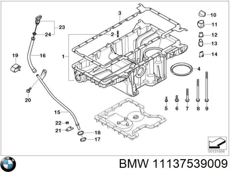 Поддон масляный картера двигателя, верхняя часть 11137539009 BMW