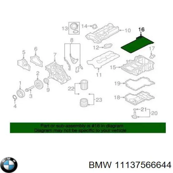 11137566644 BMW прокладка поддона картера двигателя верхняя
