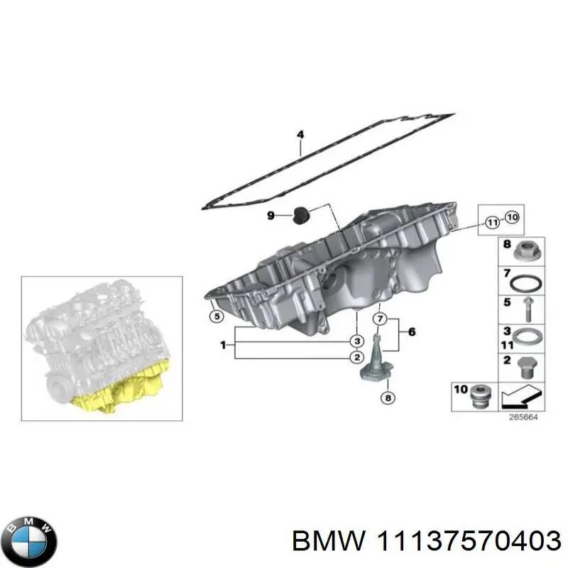 11137570403 BMW panela de óleo de cárter do motor