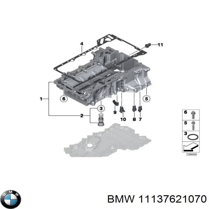 Поддон масляный картера двигателя, верхняя часть BMW 11137621070