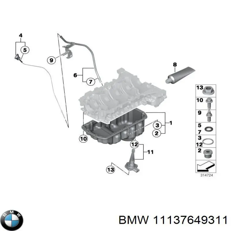 Поддон двигателя 11137649311 BMW