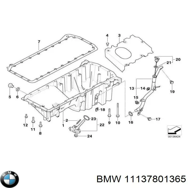 11137801365 BMW panela de óleo de cárter do motor