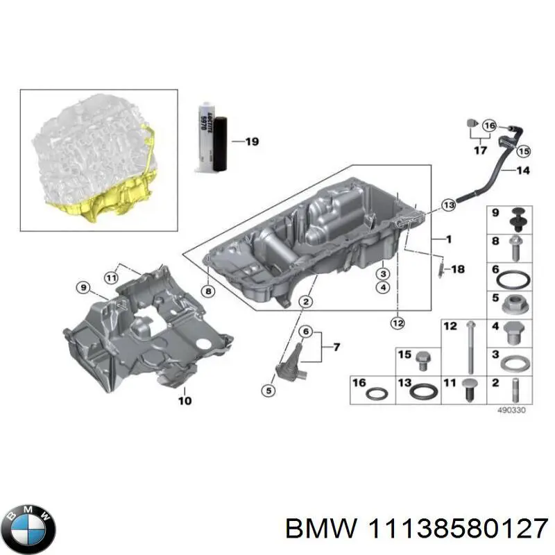 11138580127 BMW panela de óleo de cárter do motor