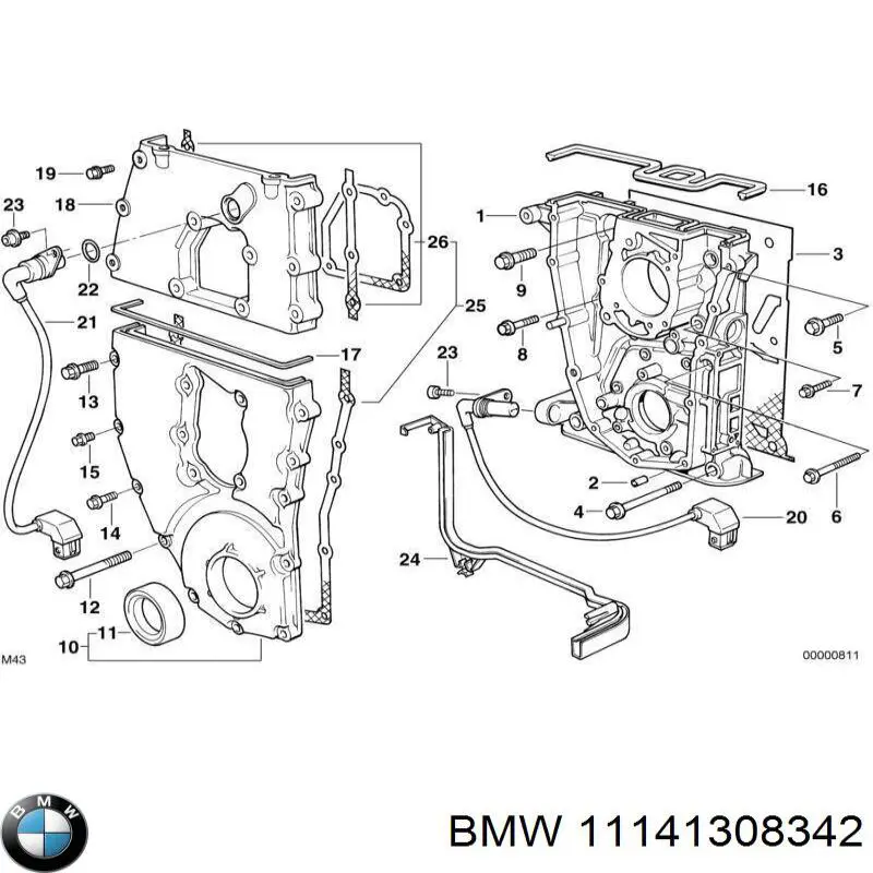 11141308342 BMW сальник коленвала двигателя передний
