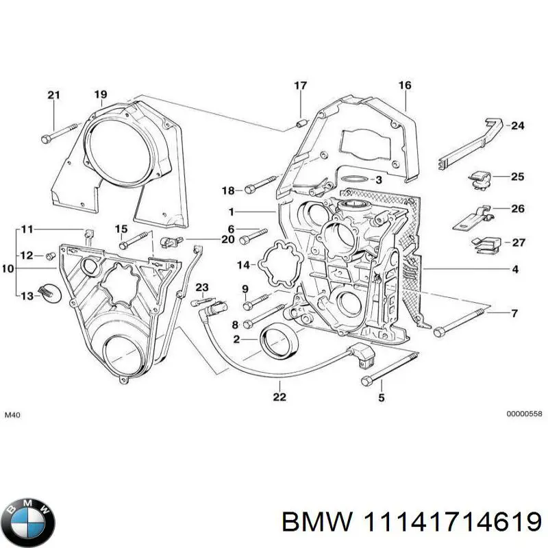 11141714619 BMW сальник коленвала двигателя передний