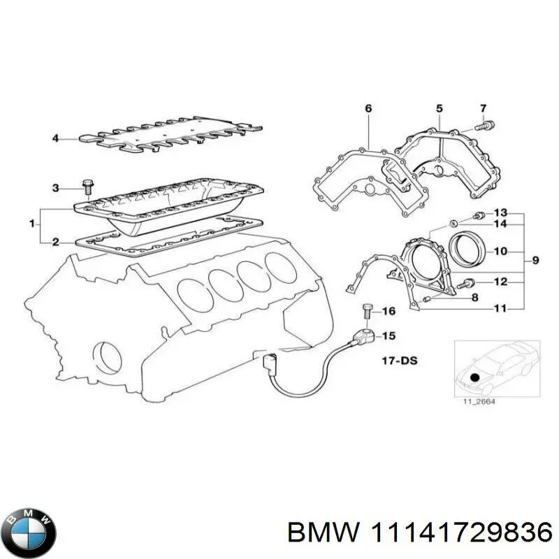 Прокладка задней крышки блока цилиндров на BMW 7 (E32) купить.