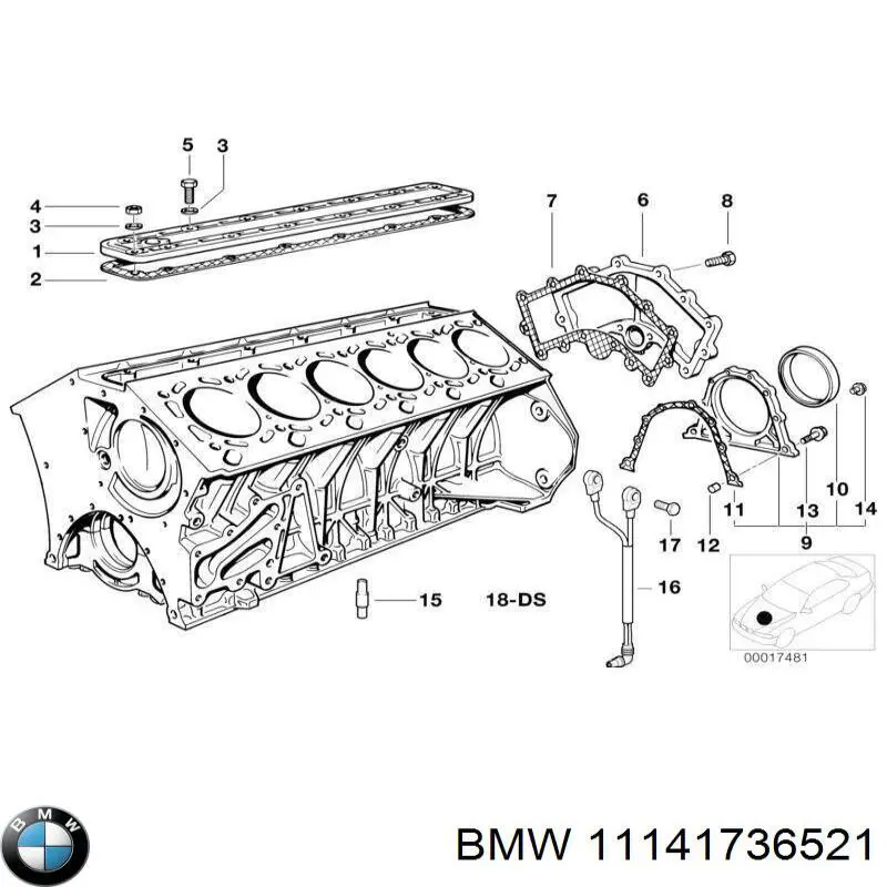 Прокладка задней крышки коленвала BMW 11141736521 цена, от 10.84 USD