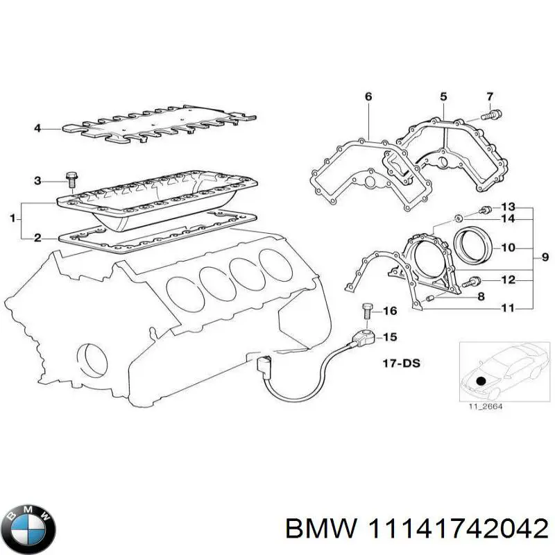 Крышка блока цилиндров верхняя BMW 11141742042
