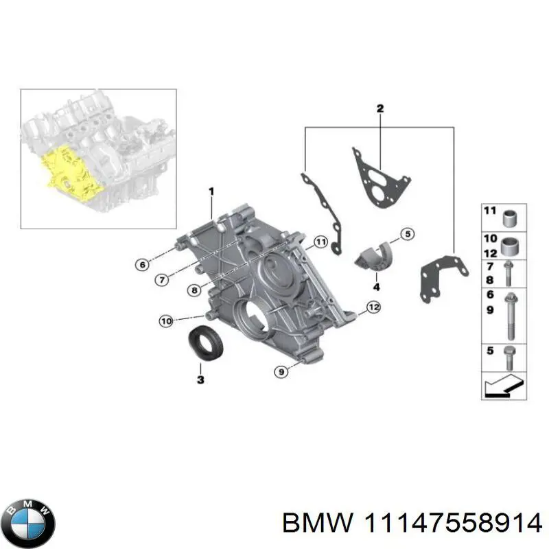 Сальник колінвала двигуна, передній 11147558914 BMW