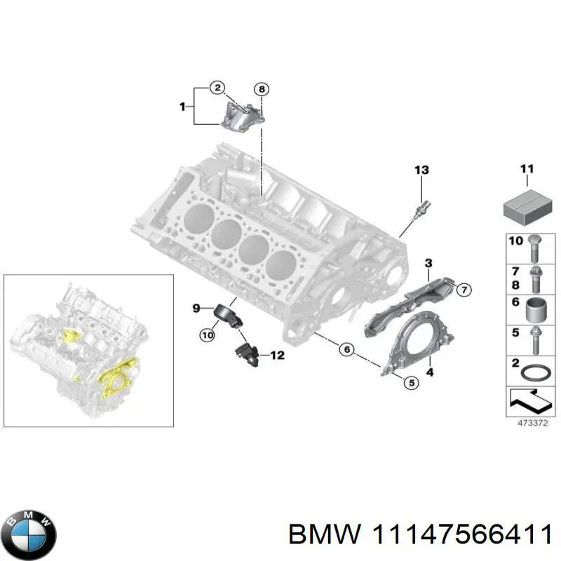 11147566411 BMW vedante de tampa dianteira de motor, kit