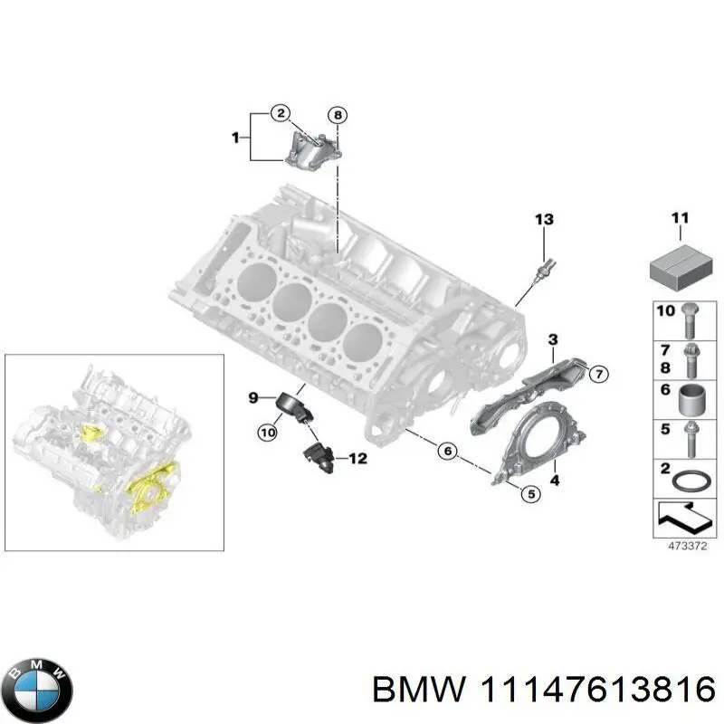 11147613816 BMW сальник коленвала двигателя задний