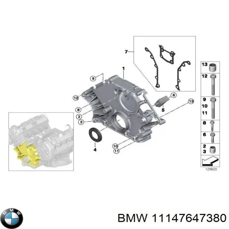 11147647380 BMW сальник коленвала двигателя передний