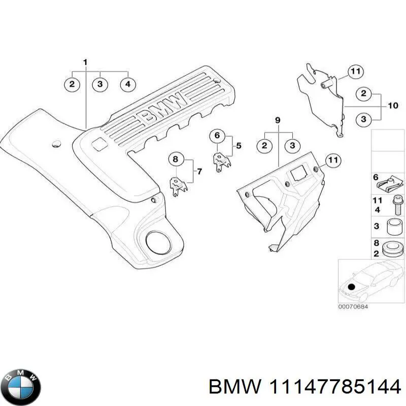 11147785144 BMW tampa de motor decorativa