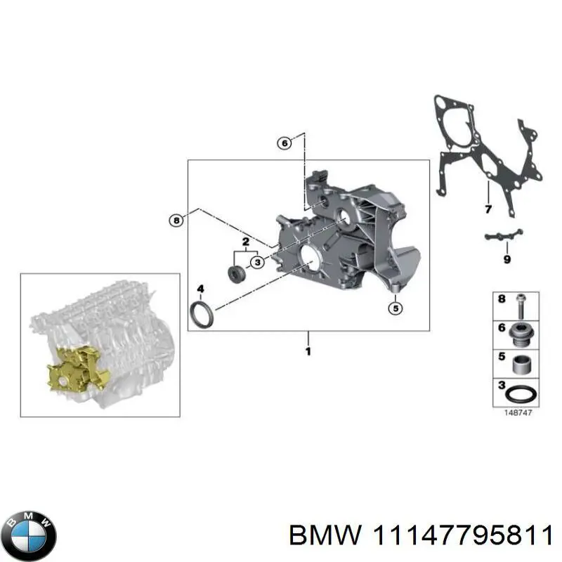 Крышка мотора передняя 11147805740 BMW