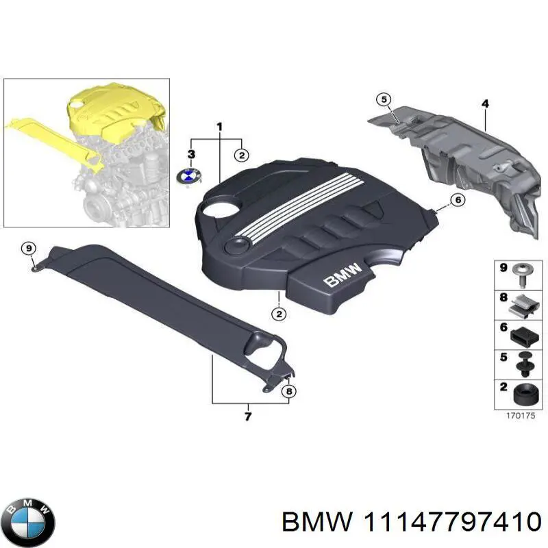 Крышка мотора декоративная на BMW 1 (E81, E87) купить.