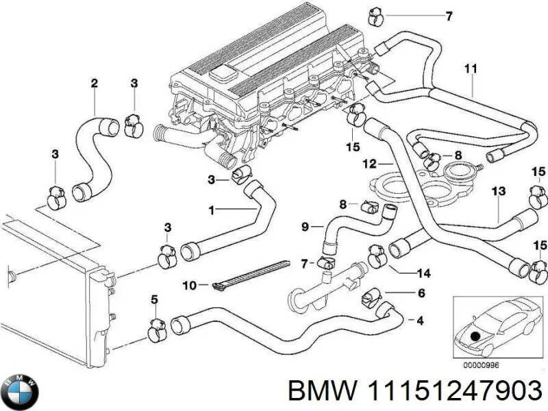 11151247903 BMW Шланг расширительного бачка верхний