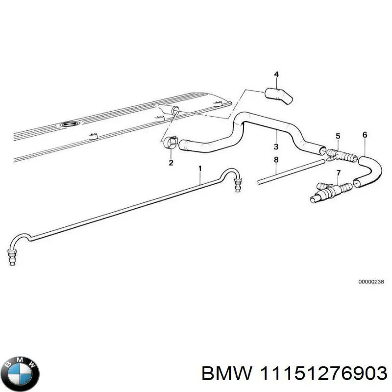 11151278804 BMW cano derivado de ventilação de cárter (de separador de óleo)