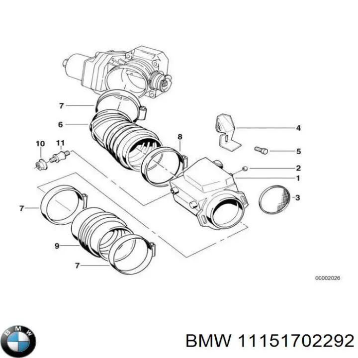 Купить 11151702292 BMW Патрубок воздушного фильтра