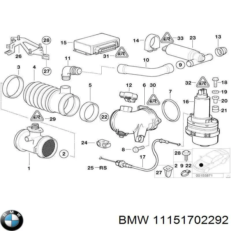 Патрубок воздушного фильтра 11151702292 BMW