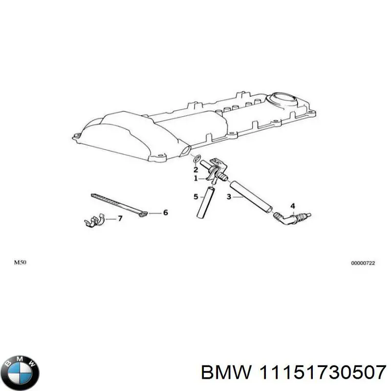 11151730507 BMW cano derivado de ventilação de cárter (de separador de óleo)