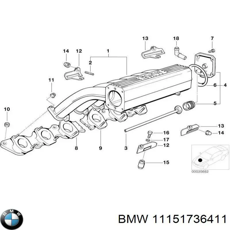11151736411 BMW клапан pcv вентиляции картерных газов