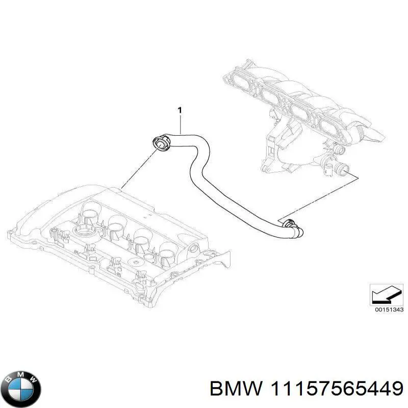 11157565449 BMW cano derivado de ventilação de cárter (de separador de óleo)