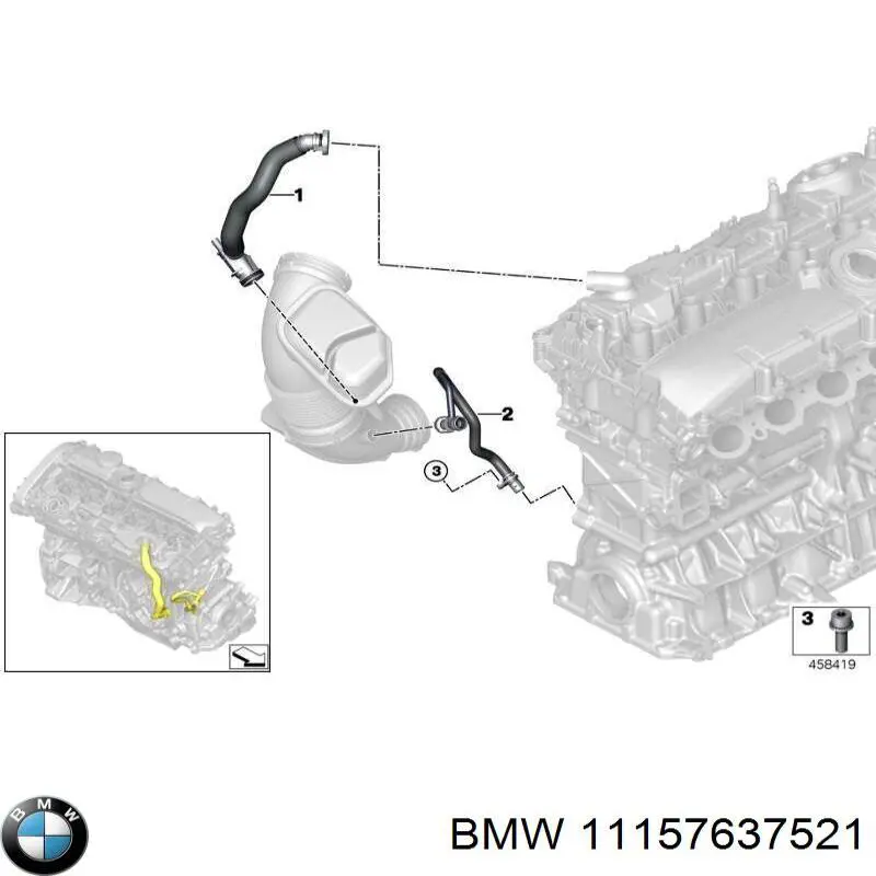 Патрубок вентиляции картерных газов 11157637521 BMW