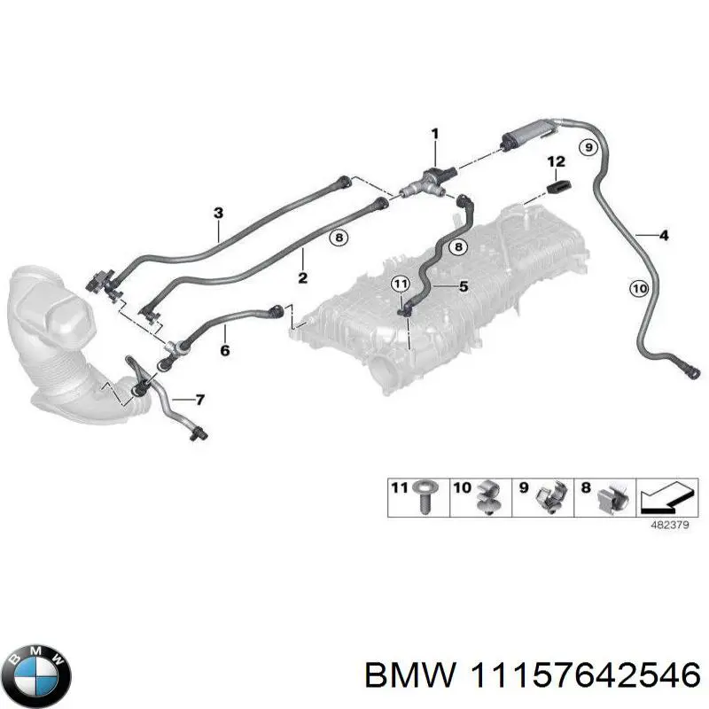 Патрубок вентиляции картерных газов 11157642546 BMW