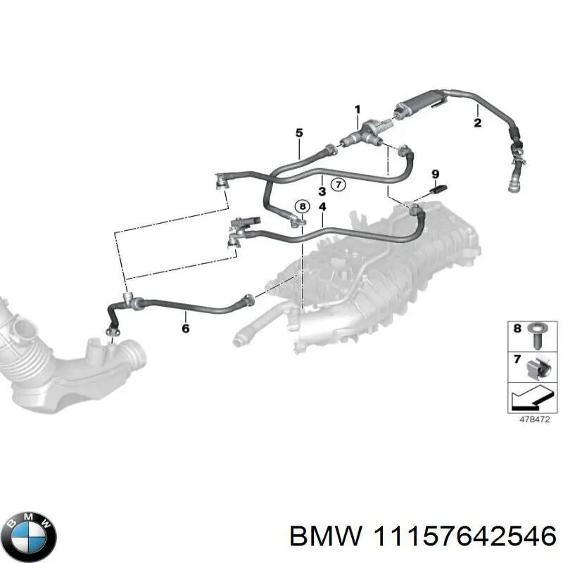 Патрубок вентиляции картерных газов 11157642546 BMW