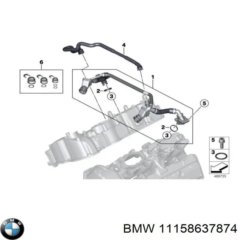 Патрубок вентиляции картерных газов 11158637874 BMW