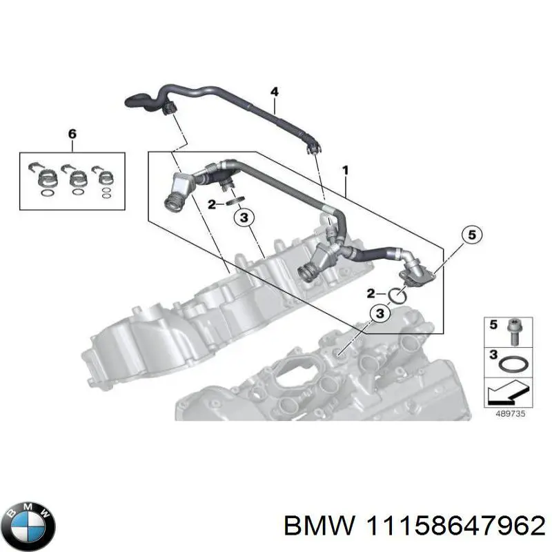 11158647962 BMW cano derivado de ventilação de cárter (de separador de óleo)