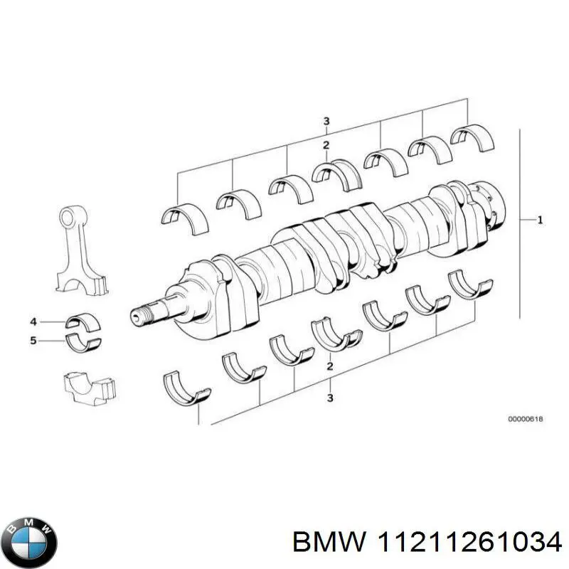 Вкладыши коленвала коренные, комплект, стандарт (STD) 11211261034 BMW