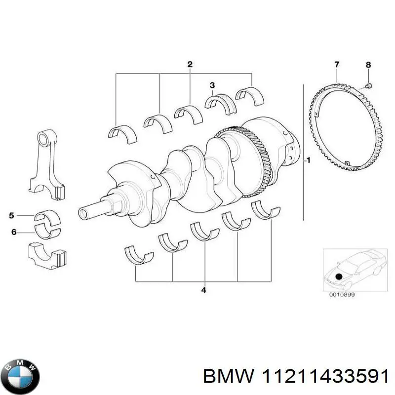 Коленвал двигателя 11211433591 BMW