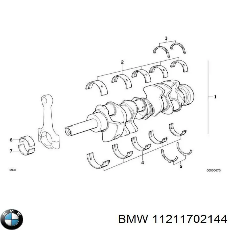 Semianel inferior de suporte (de carreira) de cambota para BMW 7 (E32)
