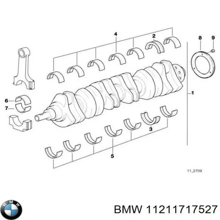 Вкладыши коленвала коренные, стандарт (STD) BMW 11211717527 цена, от 45.84 USD