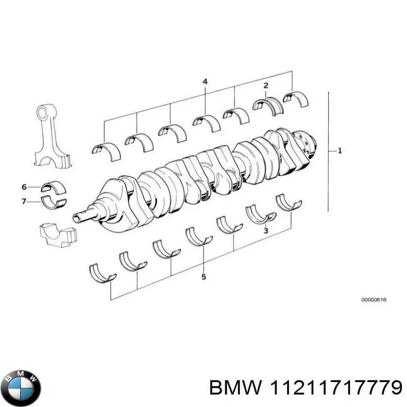 Вкладыши коленвала коренные, комплект, 1-й ремонт (+0,25) 12855449 BMW