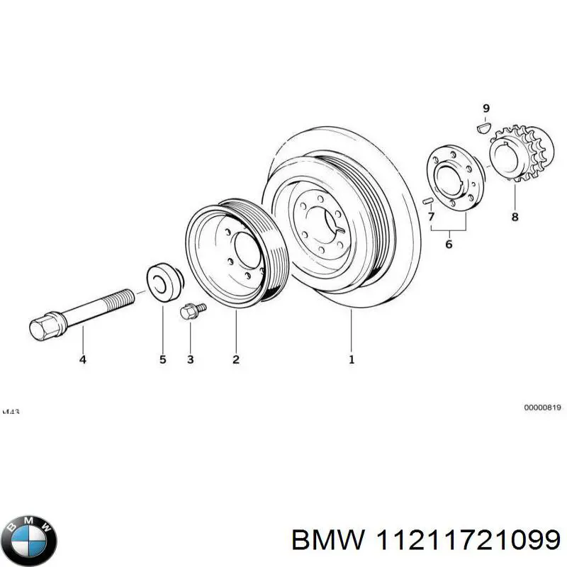 Cubo da polia de cambota para BMW 5 (E34)