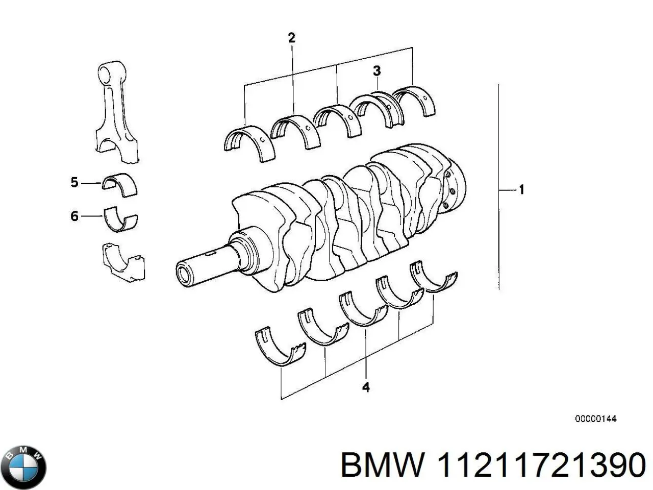 Коленвал двигателя 11211721390 BMW