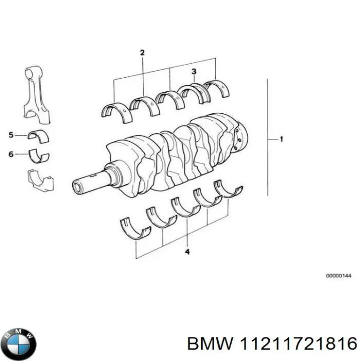 Коленвал двигателя 11211721840 BMW