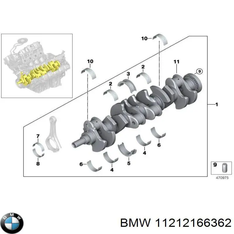 Коленвал двигателя 11212166362 BMW