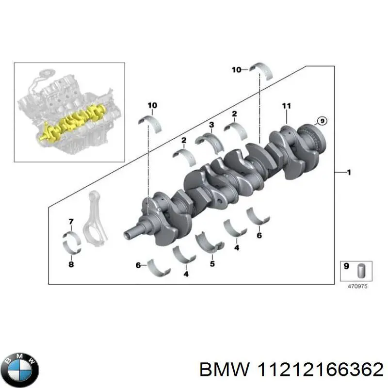 Вал коленчатый и маховик BMW 11217512875 цена, от 72.56 USD